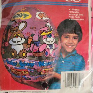 Vintage 1987 Dudley’s Giant 3D Inflatable Easter Egg NOS Easter Bunny 24”